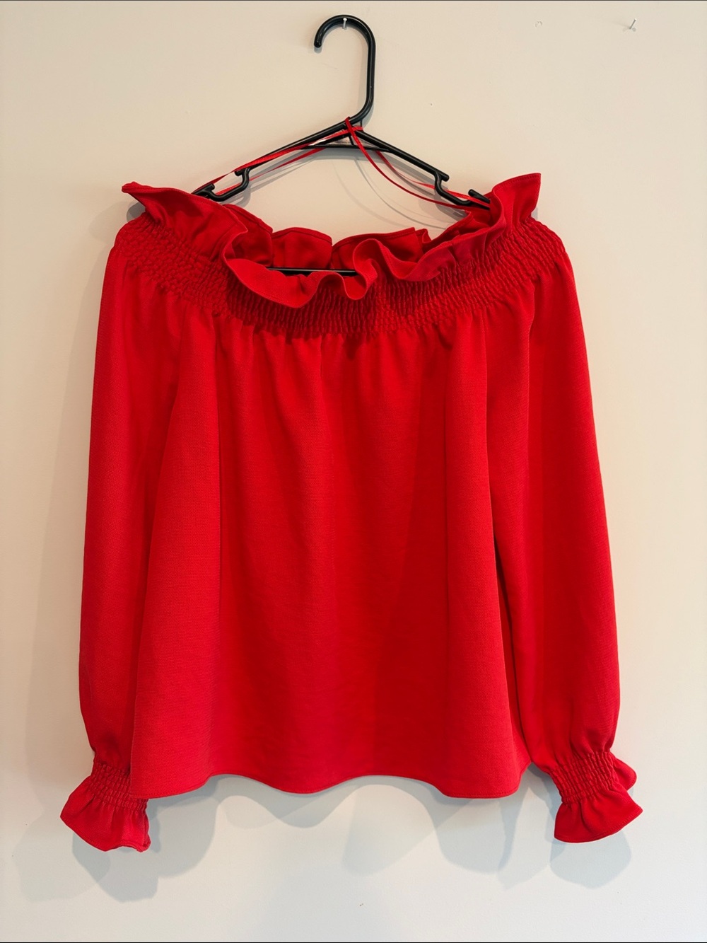 Tuckernuck Margureite Red Odd Shoulder Top
